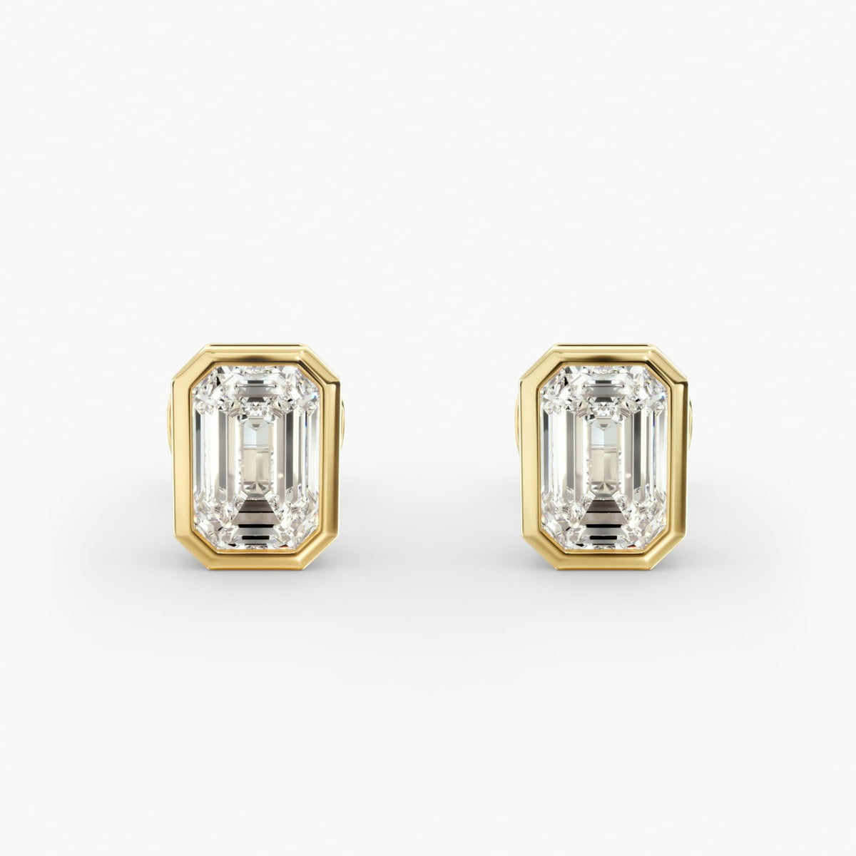 [Valentine’s Day Gift]Bezel Set Emerald Cut Lab-Grown Diamond Stud Earrings - image 9