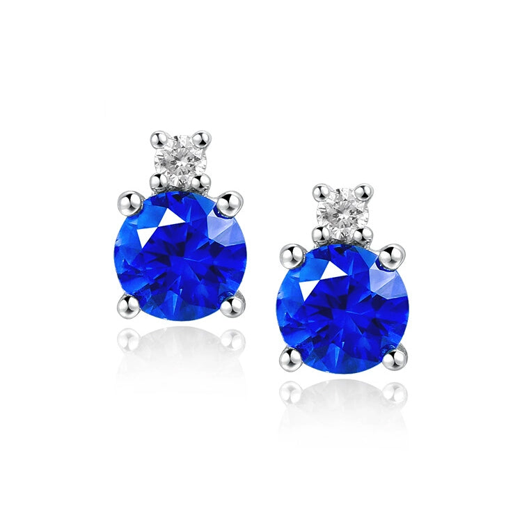 Blue Sapphire Round Stud Earrings - image 1
