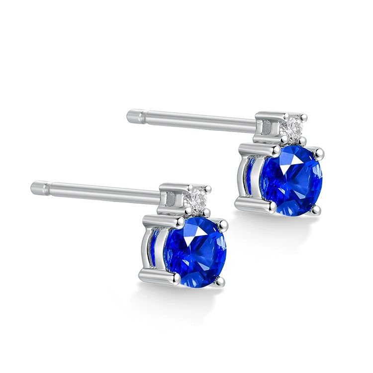 Blue Sapphire Round Stud Earrings - image 2