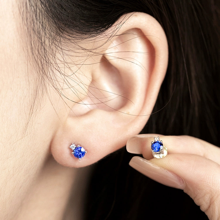 Blue Sapphire Round Stud Earrings - image 4
