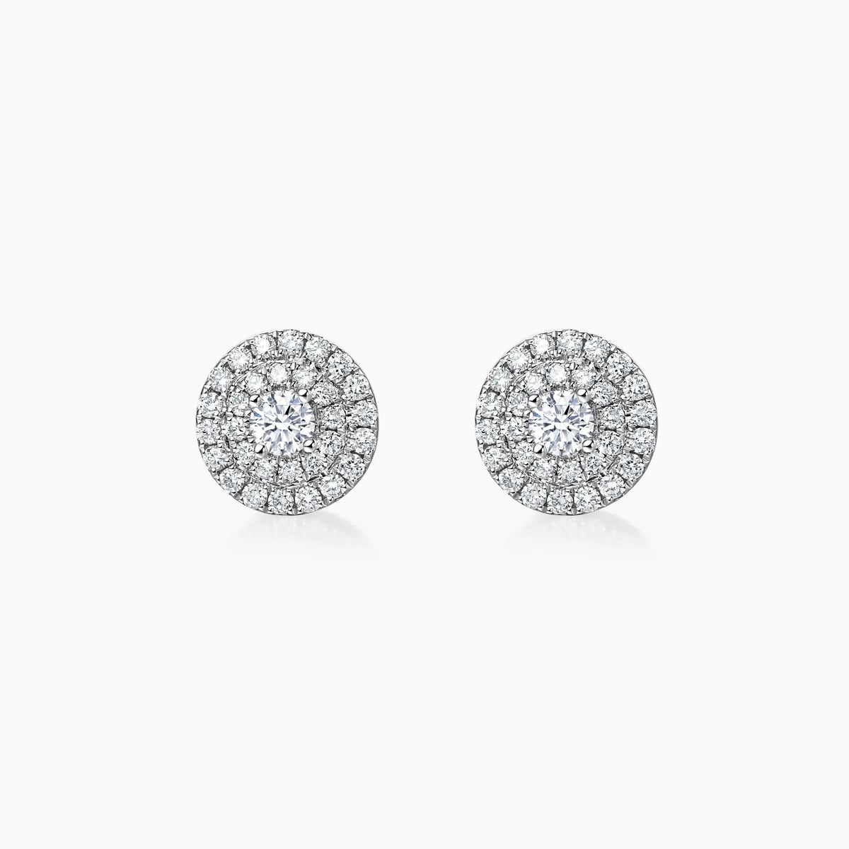 Double Halo Round Cut Lab-Grown Diamond Stud Earrings - image 1