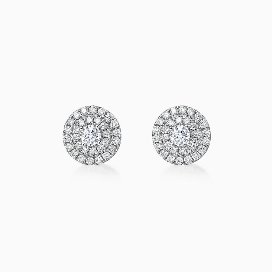 Double Halo Round Cut Lab-Grown Diamond Stud Earrings - image 1