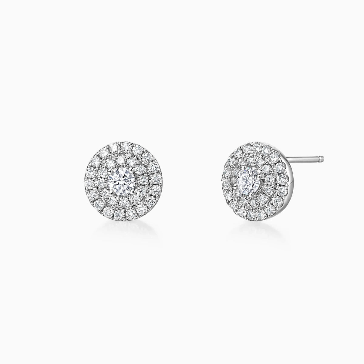 Double Halo Round Cut Lab-Grown Diamond Stud Earrings - image 2