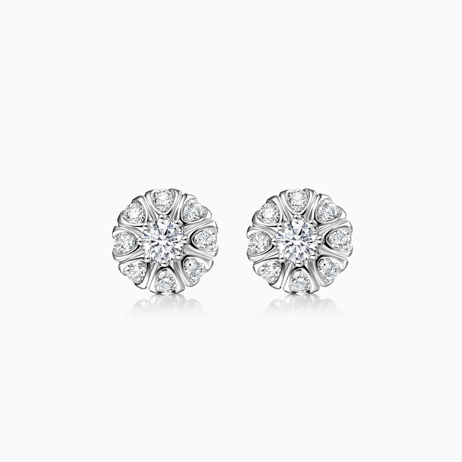 Elegant Floral Shaped Round Diamonds Stud Earrings - image 1