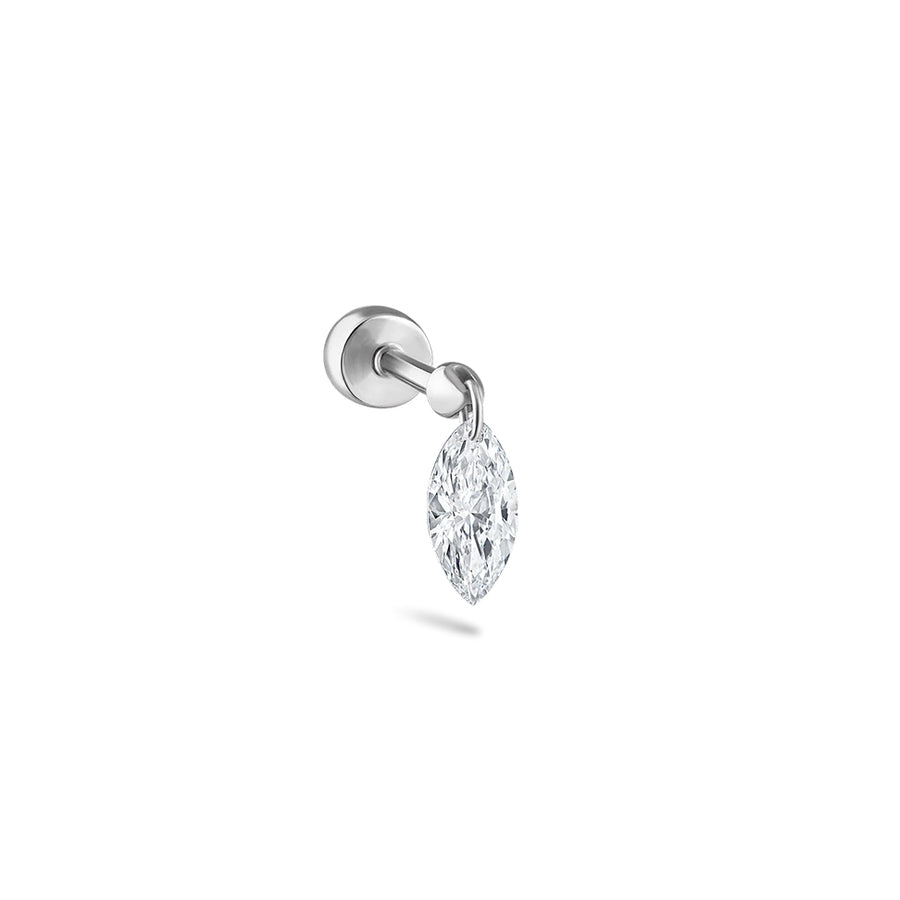 Floating Marquise Cut Lab Grown Diamond Threaded Single Stud Earring - image 1