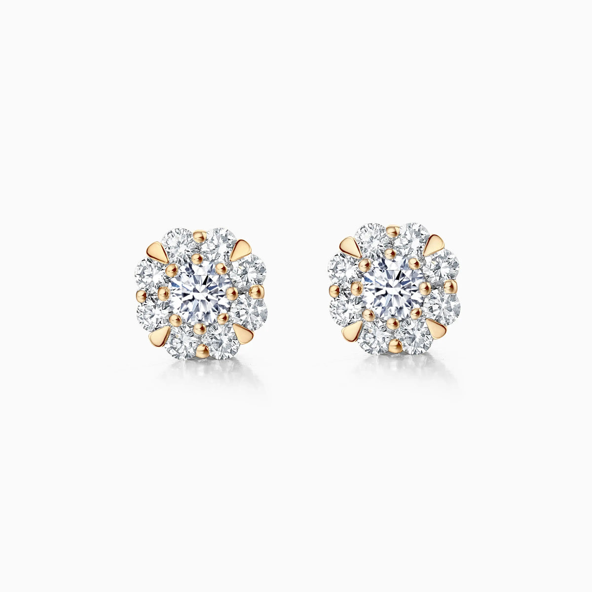 Floral Halo Round Diamond Stud Earrings - image 4