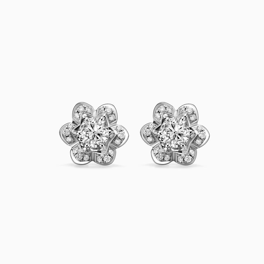 Floral Shaped Diamond Stud Earrings - image 1
