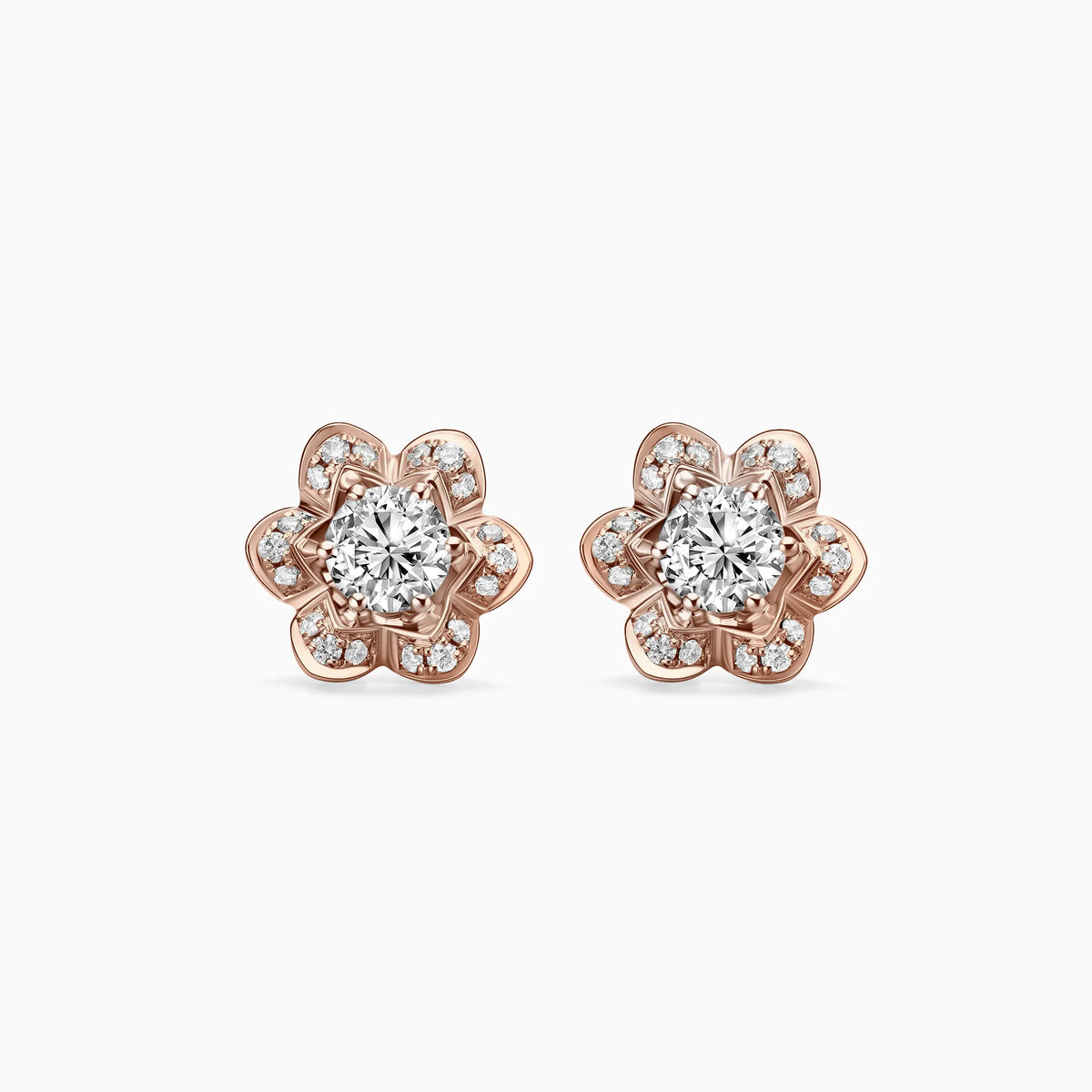 Floral Shaped Diamond Stud Earrings - image 2