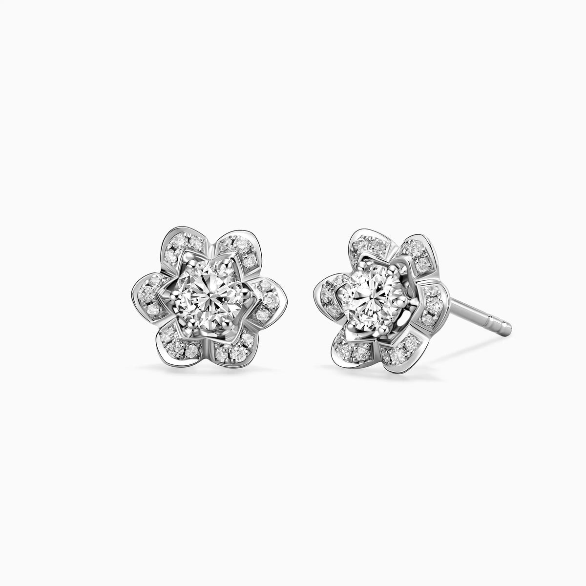 Floral Shaped Diamond Stud Earrings - image 3