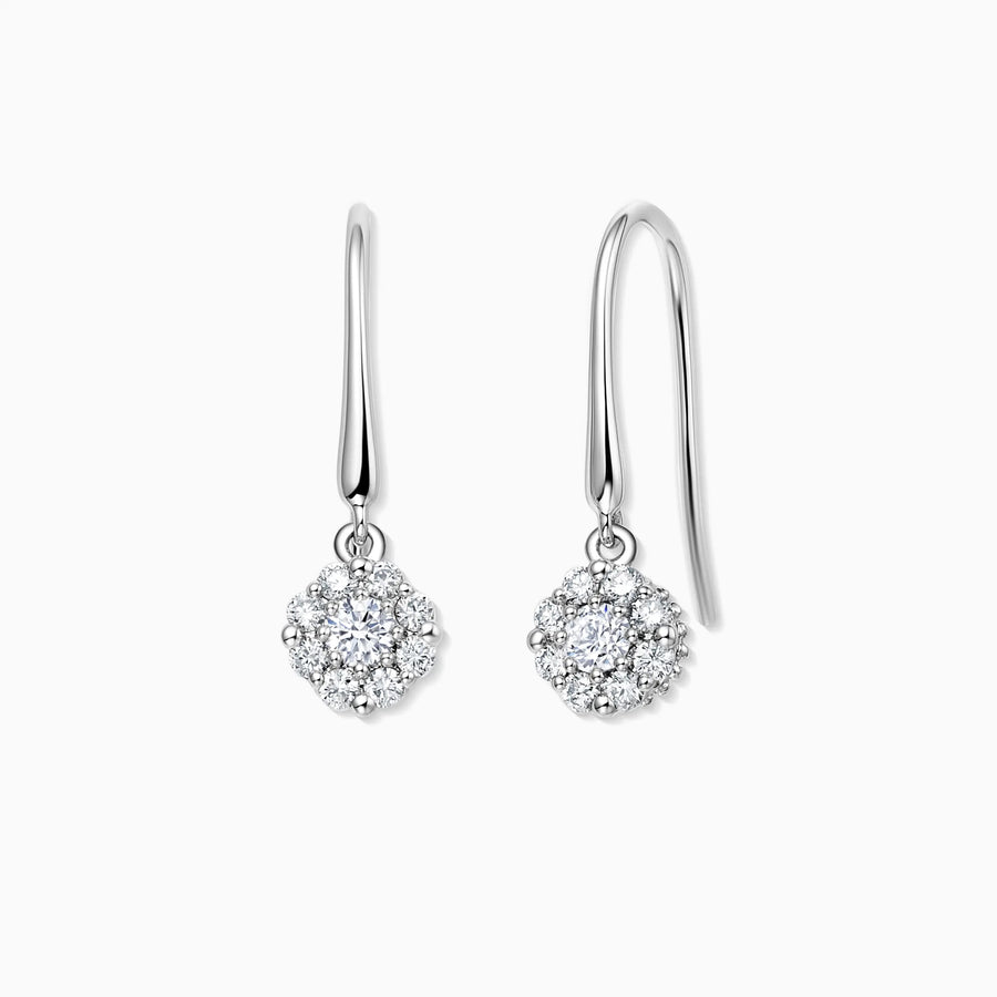 Floral Shaped Round Diamonds Pavé Dangle Earrings - image 1