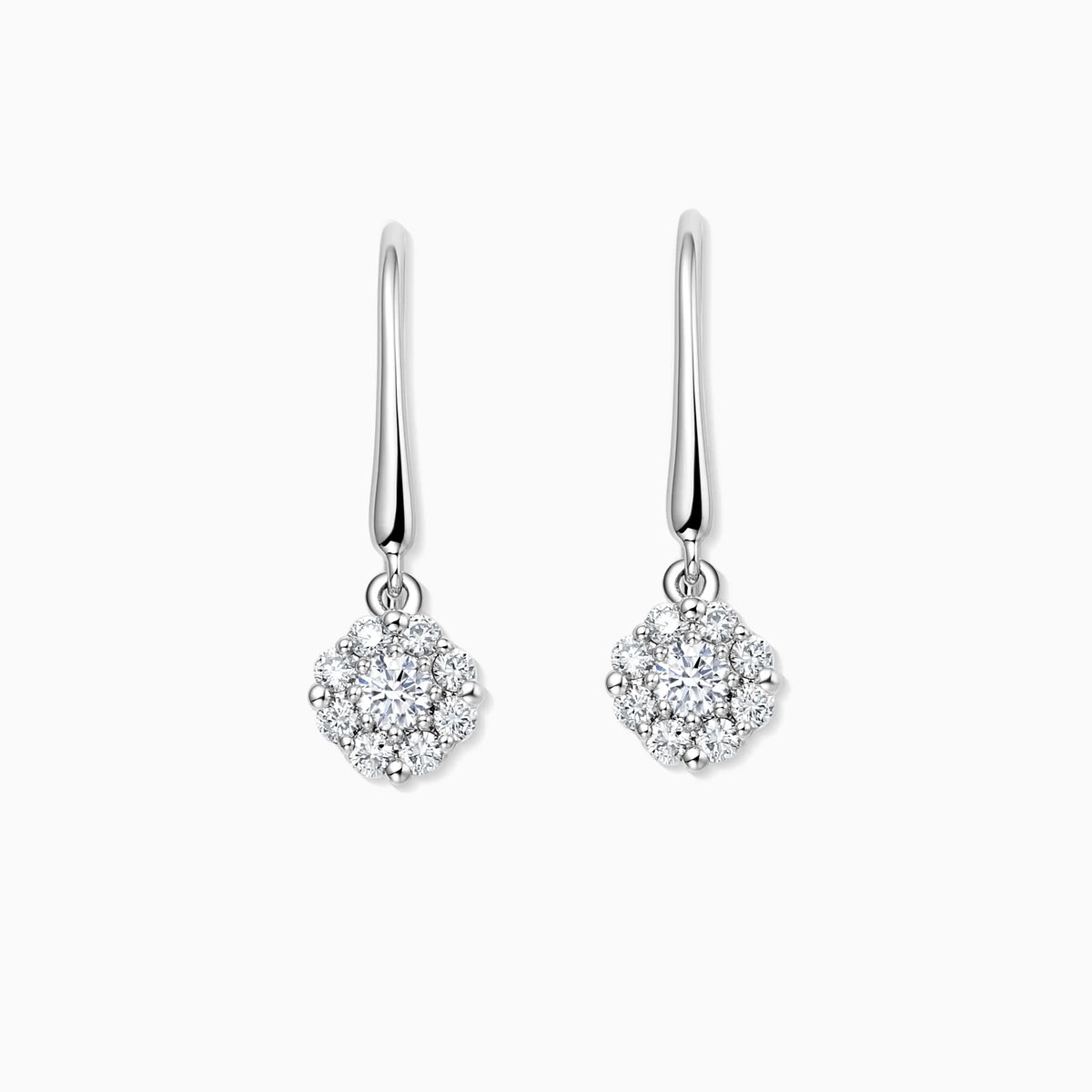 Floral Shaped Round Diamonds Pavé Dangle Earrings - image 2