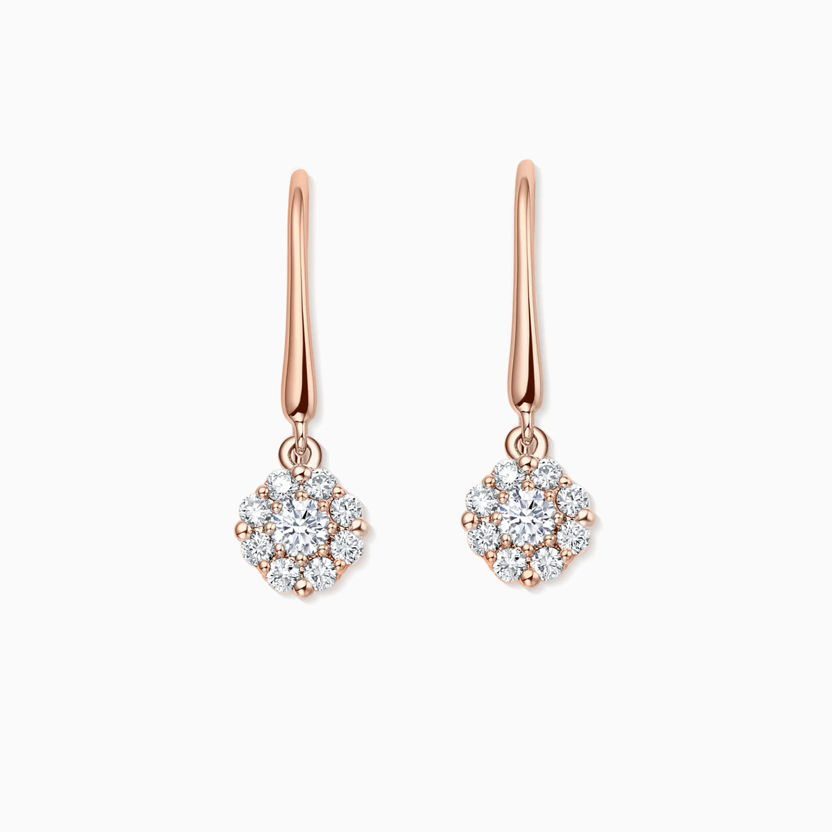 Floral Shaped Round Diamonds Pavé Dangle Earrings - image 3