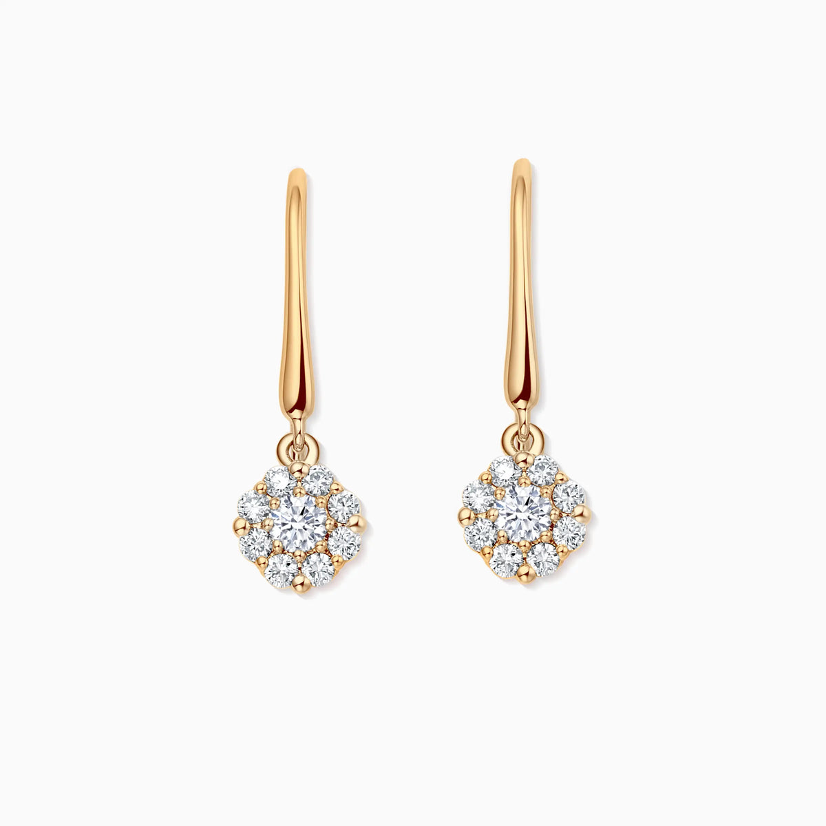 Floral Shaped Round Diamonds Pavé Dangle Earrings - image 4