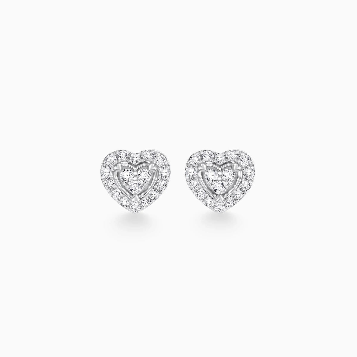 Heart shaped Halo Micro-Suspension Pavé Diamomd Stud Earrings - image 1