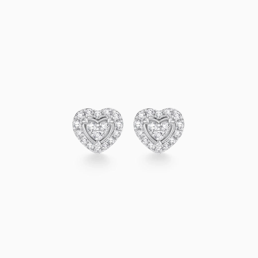 Heart shaped Halo Micro-Suspension Pavé Diamomd Stud Earrings - image 1