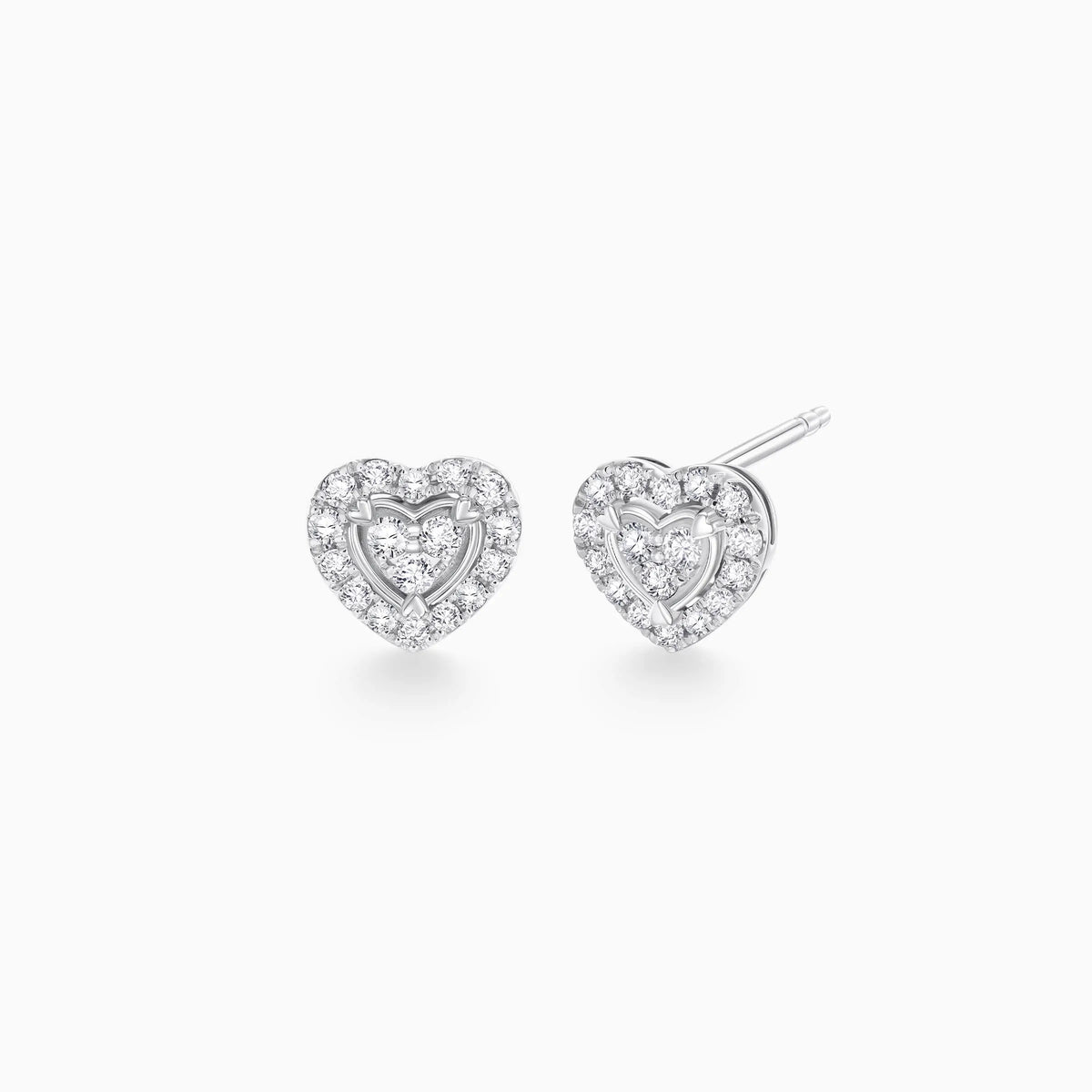 Heart shaped Halo Micro-Suspension Pavé Diamomd Stud Earrings - image 2