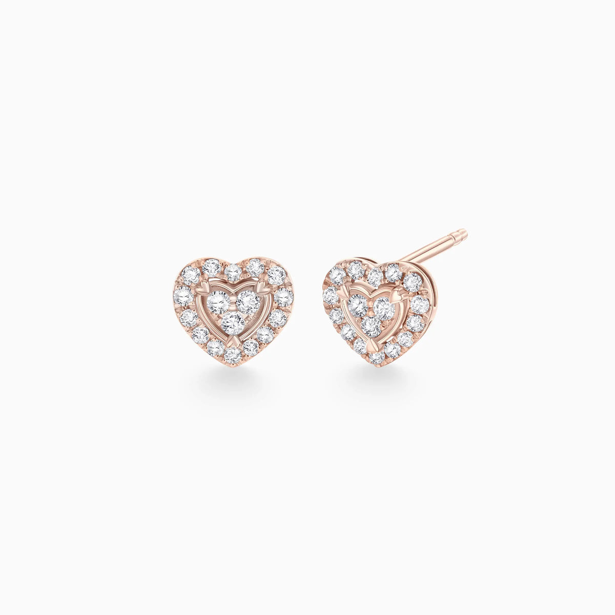 Heart shaped Halo Micro-Suspension Pavé Diamomd Stud Earrings - image 3