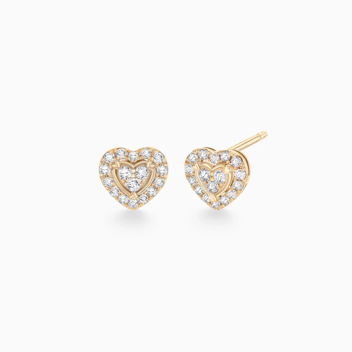 Heart shaped Halo Micro-Suspension Pavé Diamomd Stud Earrings - image 4
