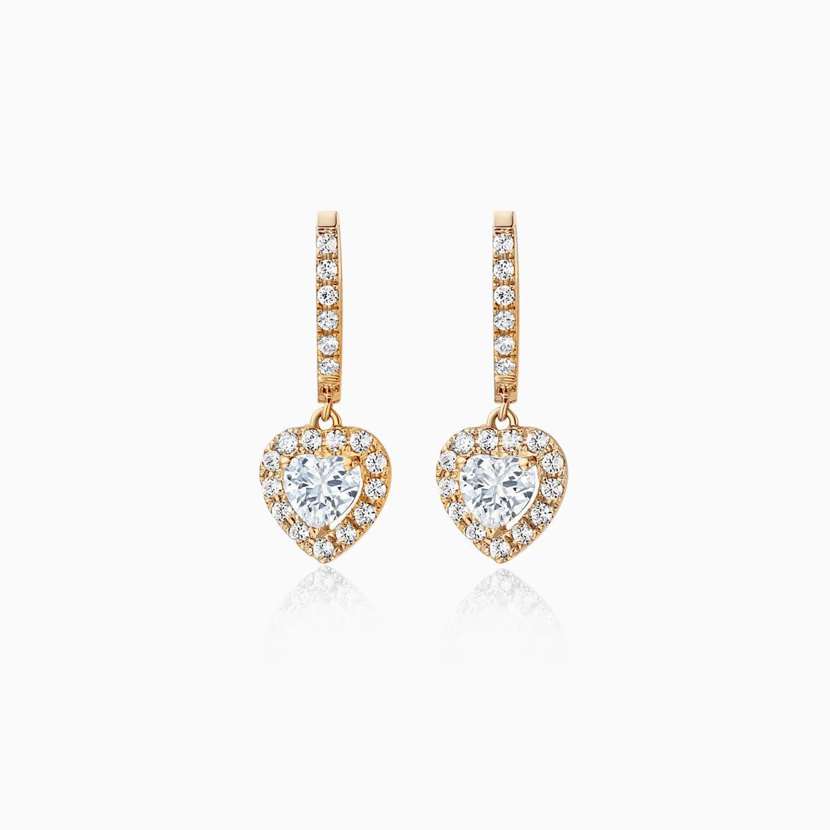 Heart Shaped Halo Pavé Diamond Drop Earrings - image 4