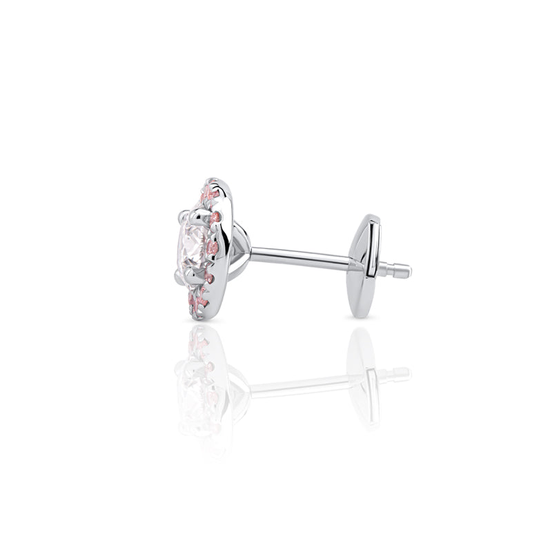 Lab Grown Round Pink Diamond Halo Stud Earrings - image 3