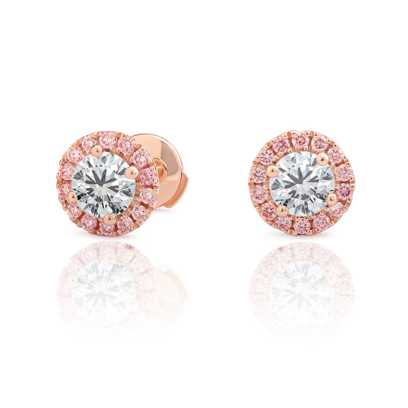 Lab Grown Round Pink Diamond Halo Stud Earrings - image 6