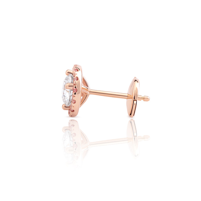 Lab Grown Round Pink Diamond Halo Stud Earrings - image 7