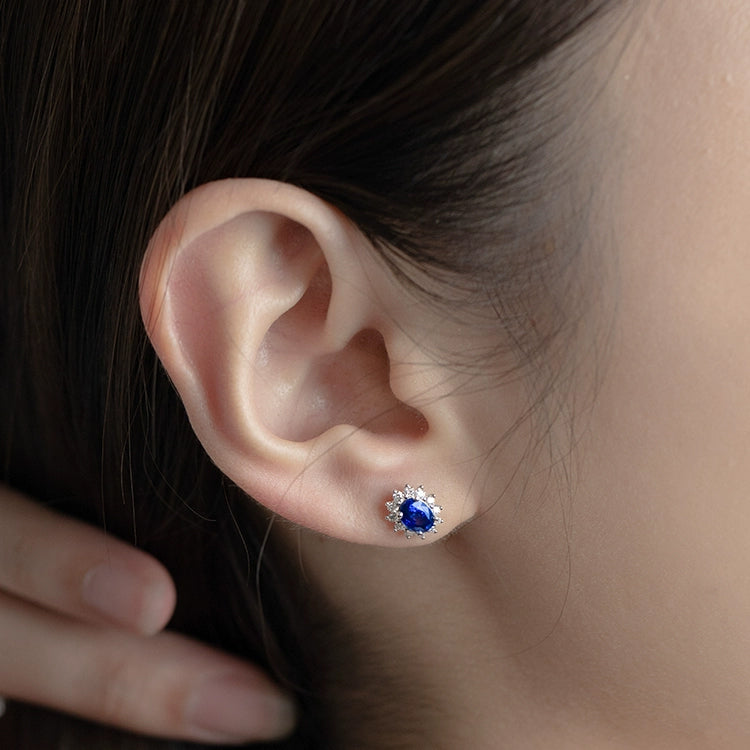 Oval Halo Sapphire and Diamond Earrings - image 4