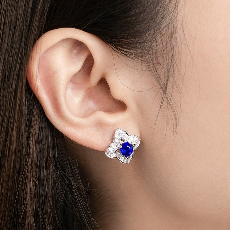 Oval Sapphire And Diamond Stud Earrings - image 5