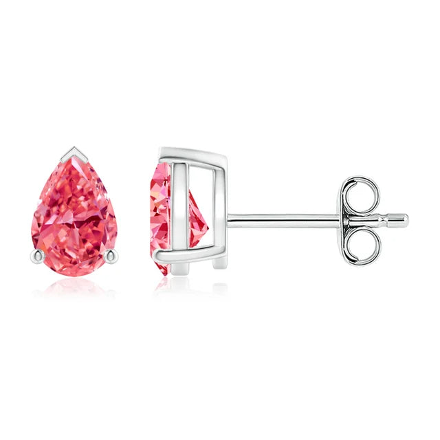 Pear-Shaped Lab-Grown Pink Diamond Solitaire Stud Earrings - image 1