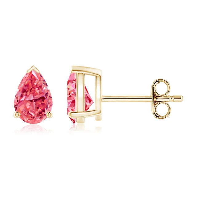 Pear-Shaped Lab-Grown Pink Diamond Solitaire Stud Earrings - image 2