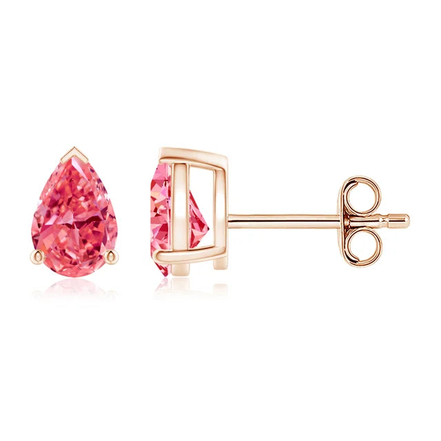Pear-Shaped Lab-Grown Pink Diamond Solitaire Stud Earrings - image 3