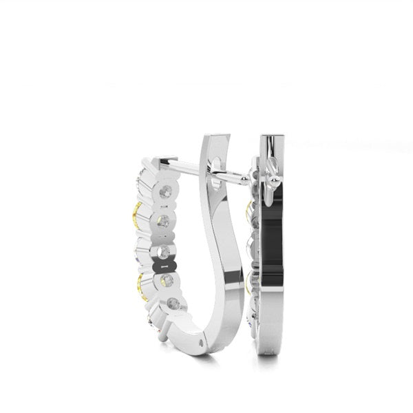 Prong Set Yellow Lab Diamond Hoop Earrings - image 2