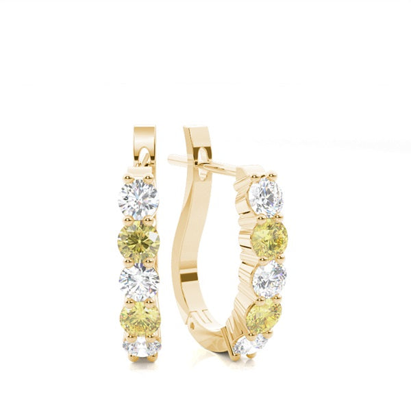 Prong Set Yellow Lab Diamond Hoop Earrings - image 4