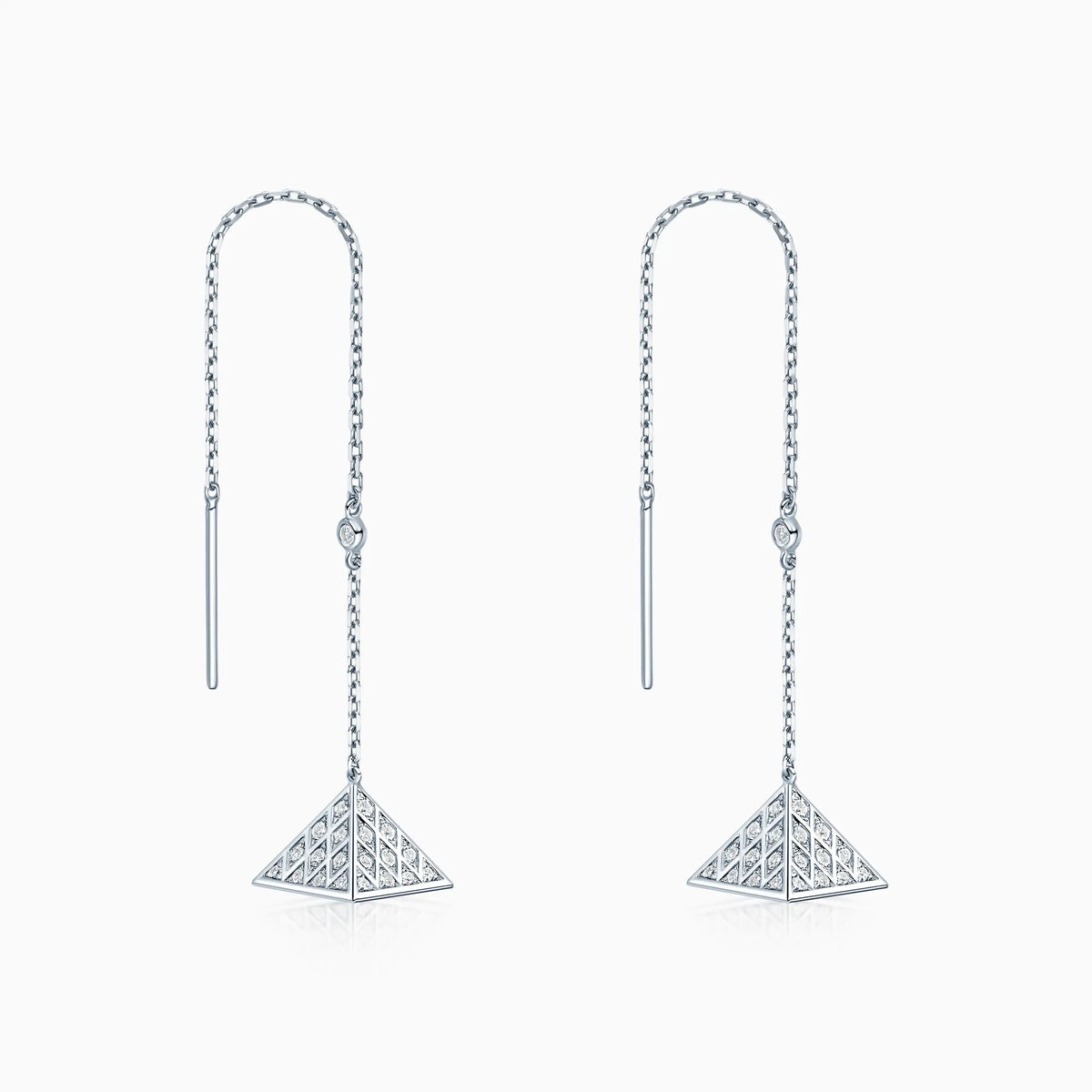 Pyramid Drop Diamond Earrings - image 1