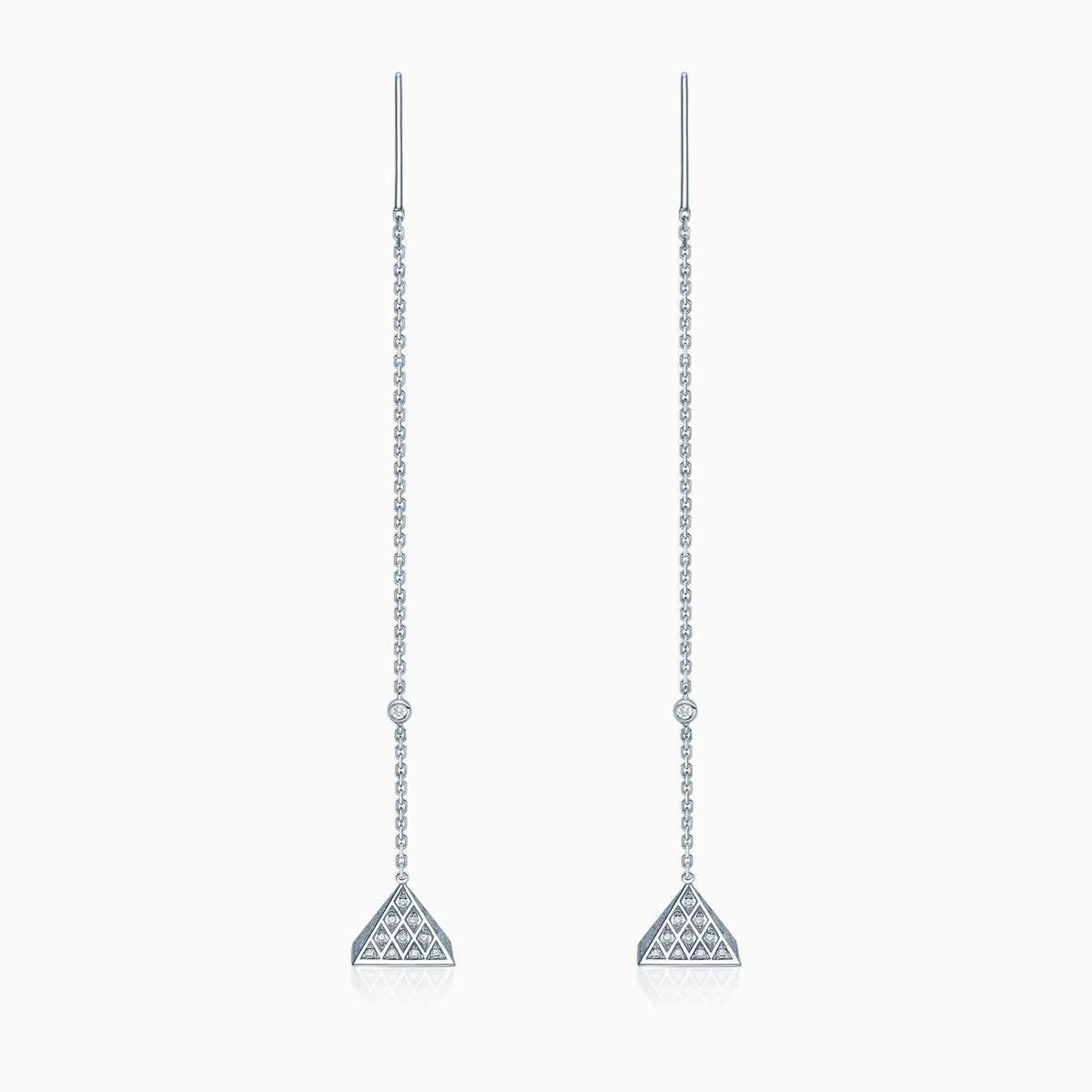 Pyramid Drop Diamond Earrings - image 2