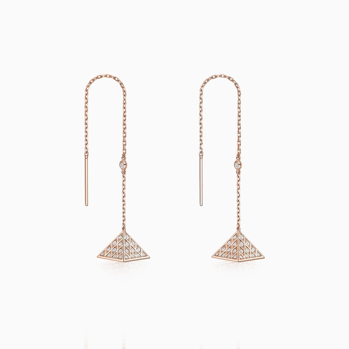 Pyramid Drop Diamond Earrings - image 3