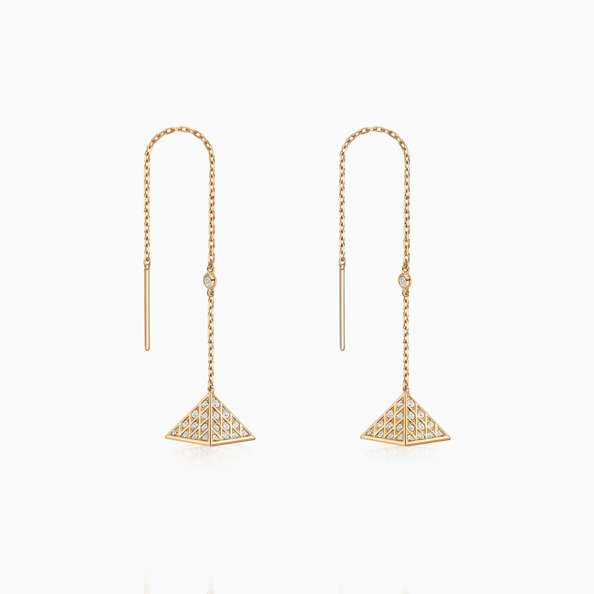 Pyramid Drop Diamond Earrings - image 4