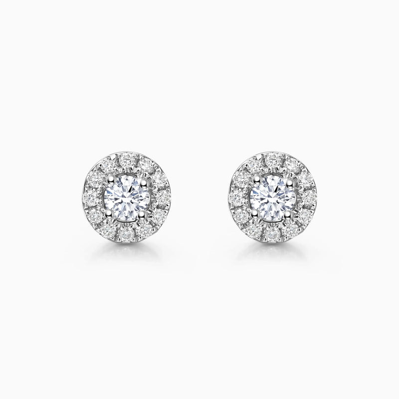Round Halo Lab-Grown Diamond Stud Earrings - image 1