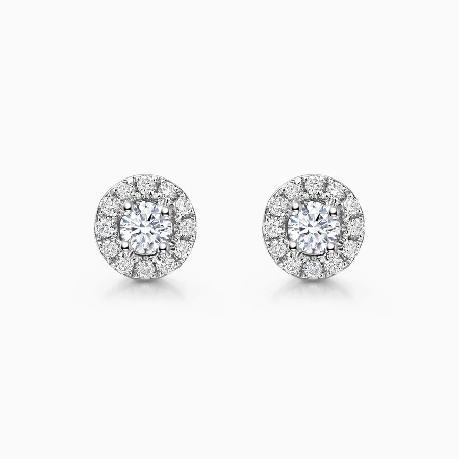 Round Halo Lab-Grown Diamond Stud Earrings - image 1