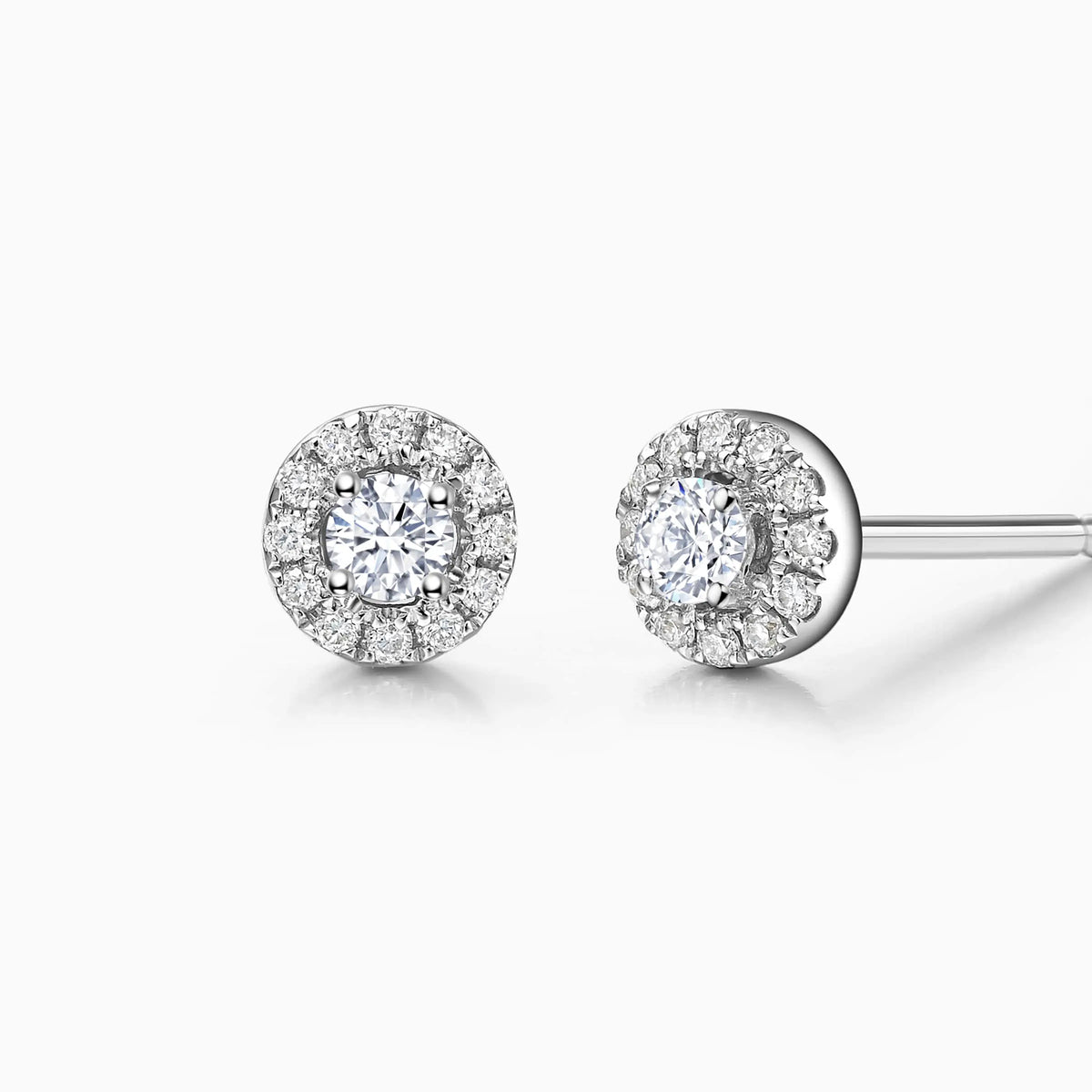 Round Halo Lab-Grown Diamond Stud Earrings - image 2