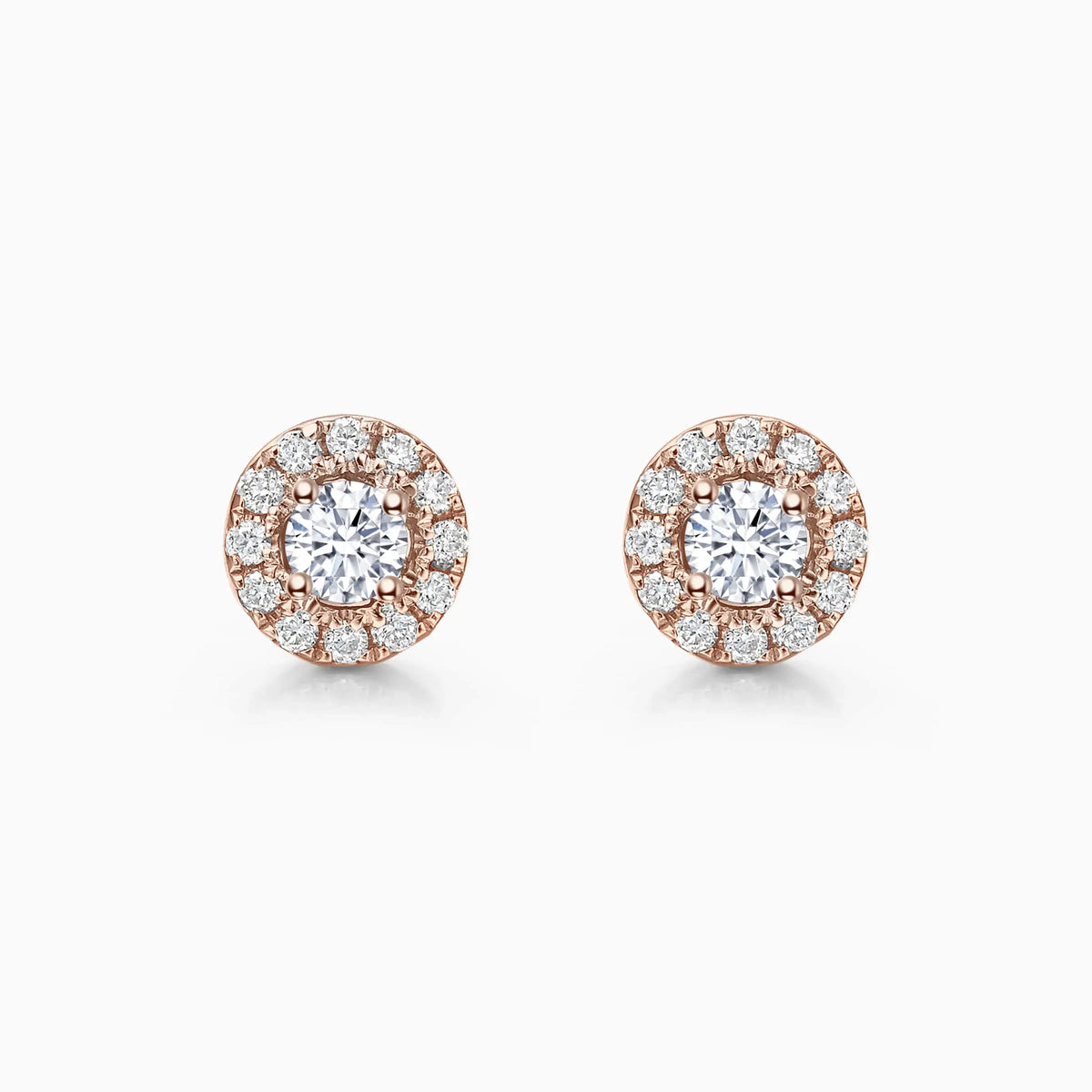 Round Halo Lab-Grown Diamond Stud Earrings - image 5