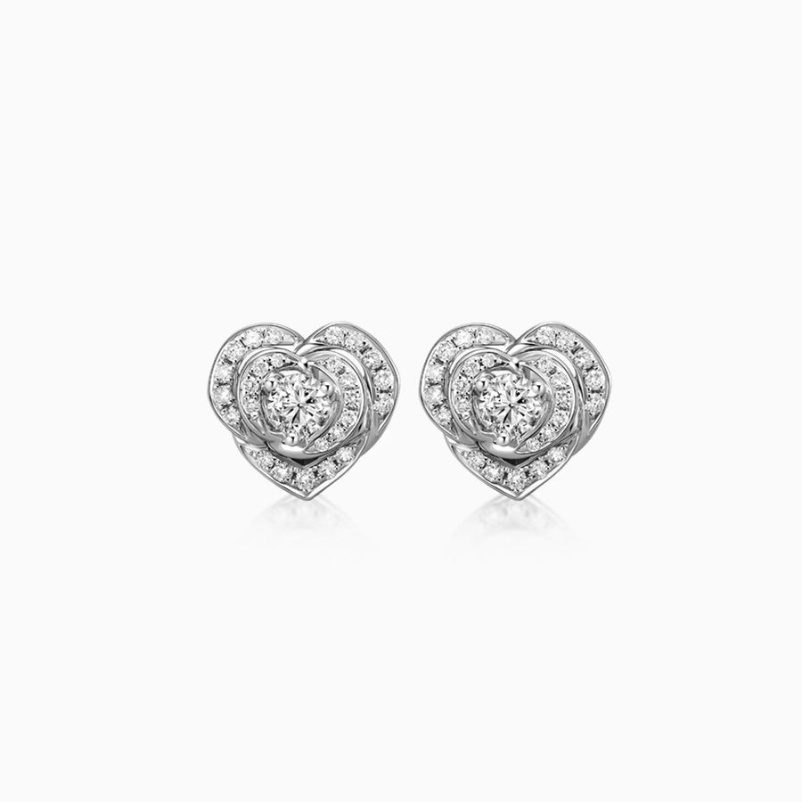 Round Halo Rose Diamond Stud Earrings - image 1