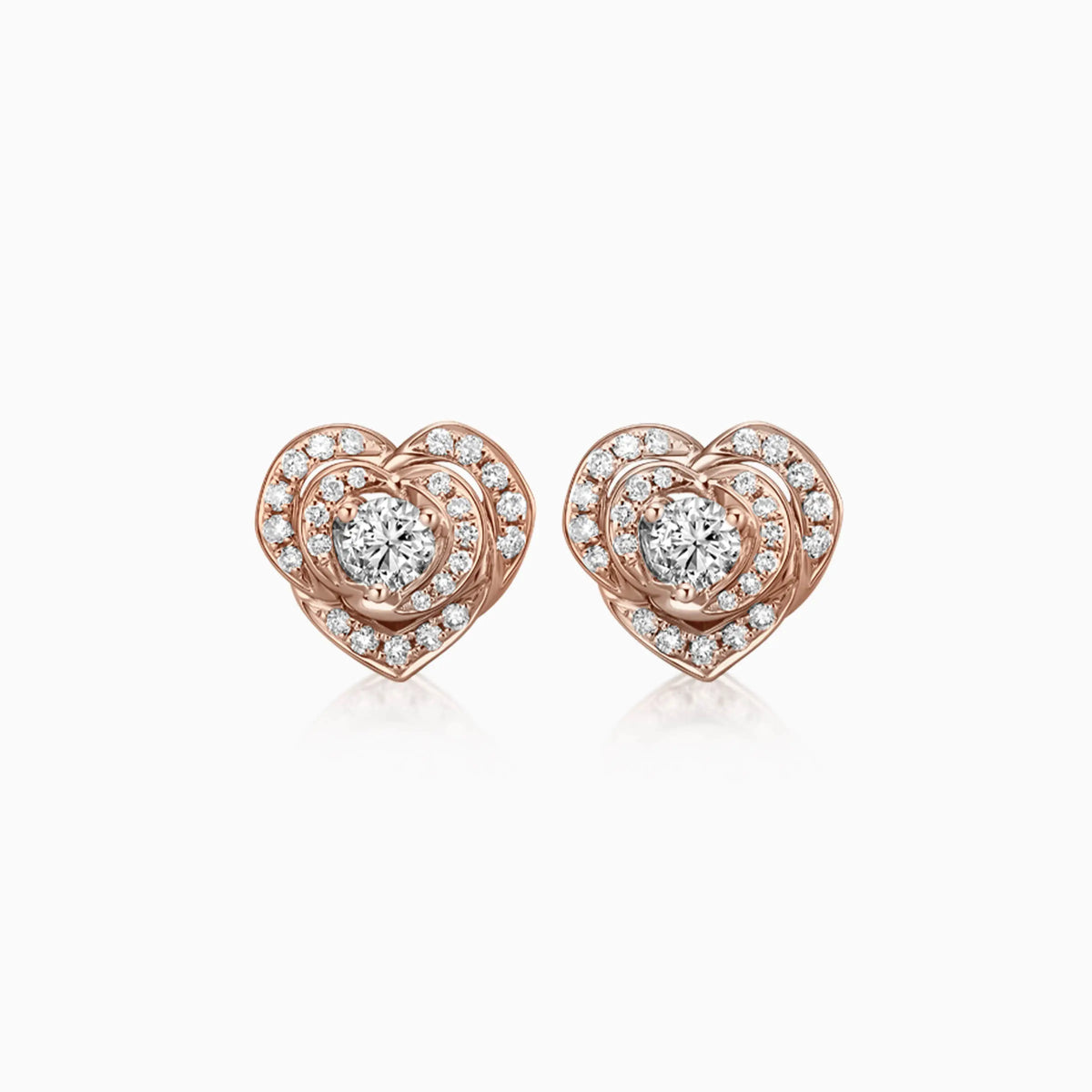 Round Halo Rose Diamond Stud Earrings - image 2