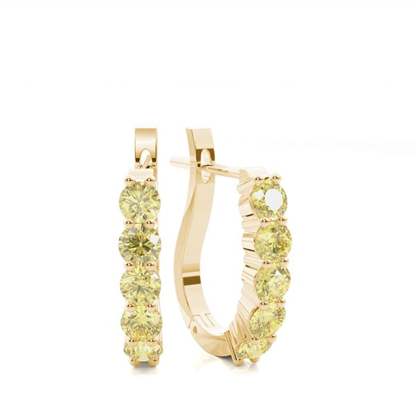 Round Yellow Lab Diamond Hoop Earrings - image 4