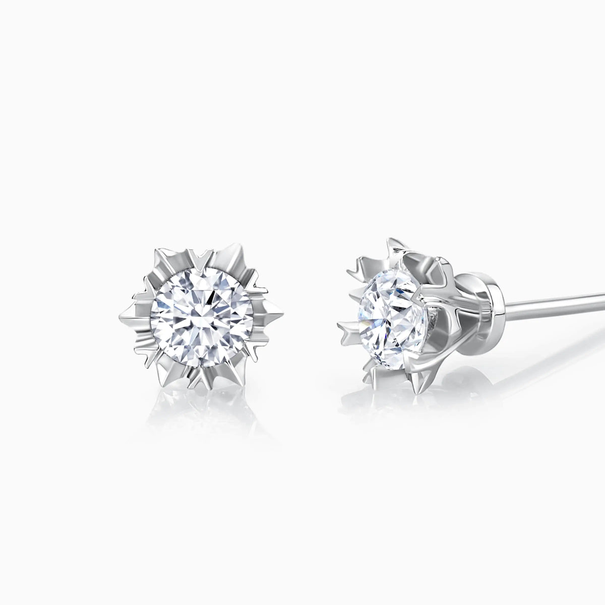 Snowflake Round Lab-Grown Diamond Stud Earrings (0.4 CTW – D-F / VVS-VS) - image 2