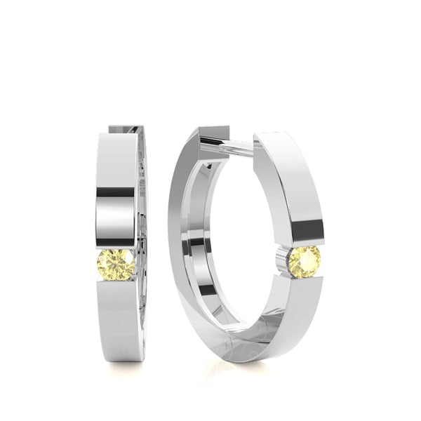 Tension Set Yellow Diamond Hoop Earring - image 1