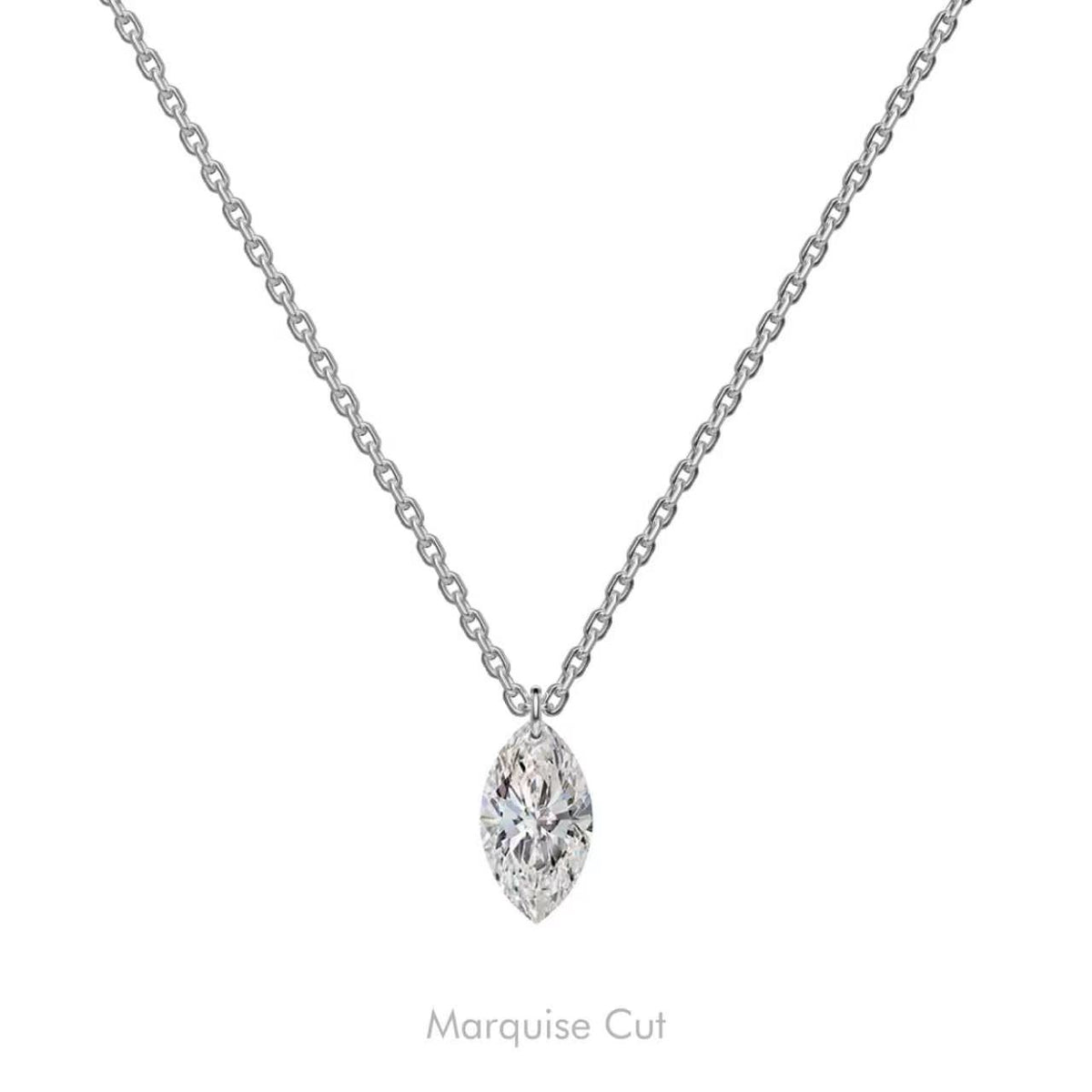 18K Gold Floating Solitaire Lab Grown Diamond Necklace (1.00-2.00 CTW – E /VS1 IGI Certified ) - image 4