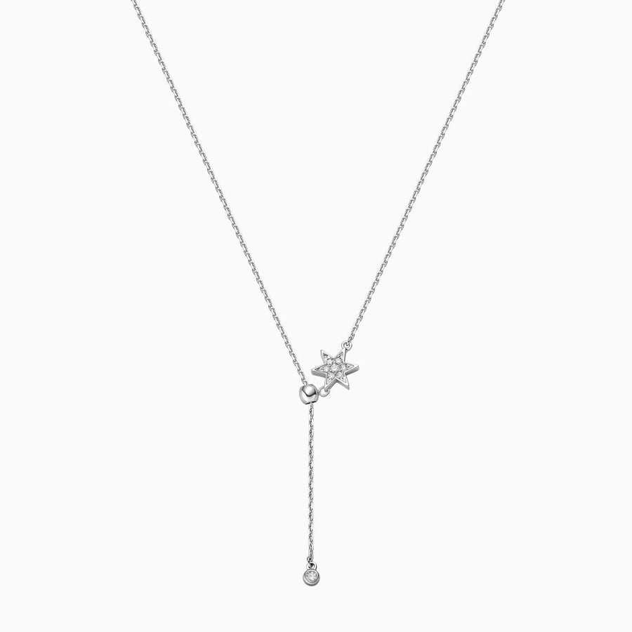 18K White Gold Round Diamond Pavé Star shape Necklace - image 1