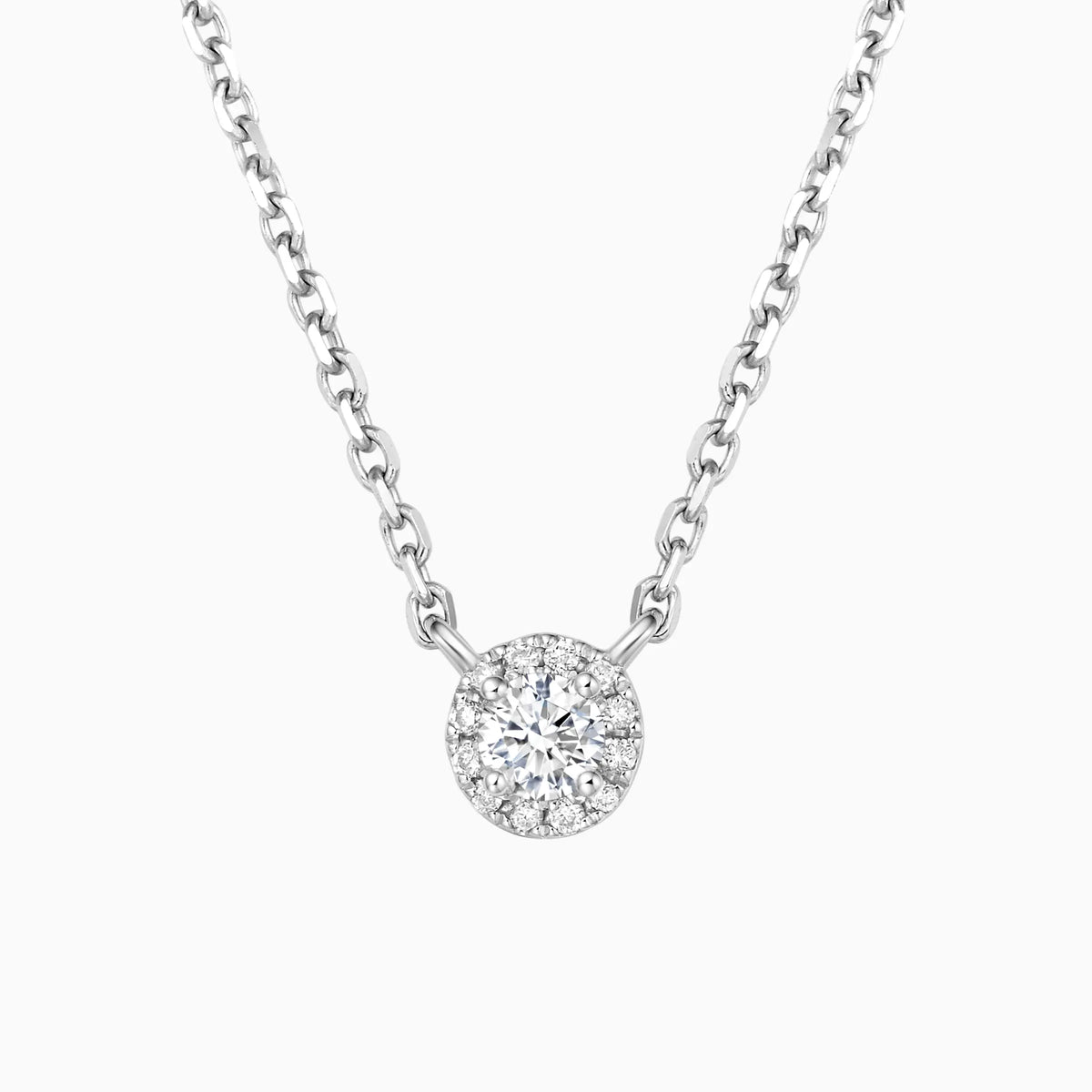 Classic Round Halo Diamond Pendant Necklace - image 1