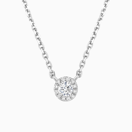 Classic Round Halo Diamond Pendant Necklace - image 1